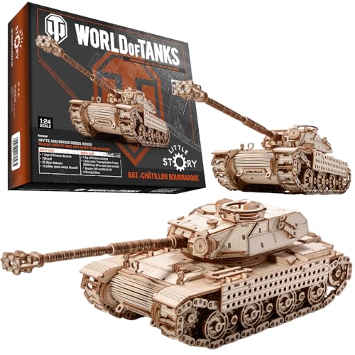 little story World of Tanks Panzer 3D Holzmodell – Panzerkampfwagen Offizielles Lizenzmodell zum Zusammenbauen - DYI Kriegsmaschine Lernspielzeug Bausatz für Kinder Holz Kampfpanzer 3D-Puzzle von little story
