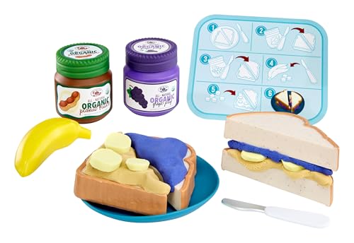 Little Tikes Creative Chefs Peanut Butter & Jelly Kit - Mit Speziellem Make-It! Mix-Spielsand, 10 Zubehörteilen, Realistische Sandwich-Zubereitung, für Jungen und Mädchen ab 3 Jahren, Nicht ESSBAR von little tikes
