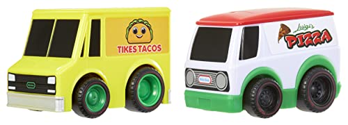 Little Tikes My First Cars Crazy Fast Cars - Electro Riders – Dine Dashers, Foodtruck Aufziehautos – 9 cm große Spielautos mit 15m Reichweite – für Kinder ab 3 Jahren - 2er-Pack von little tikes