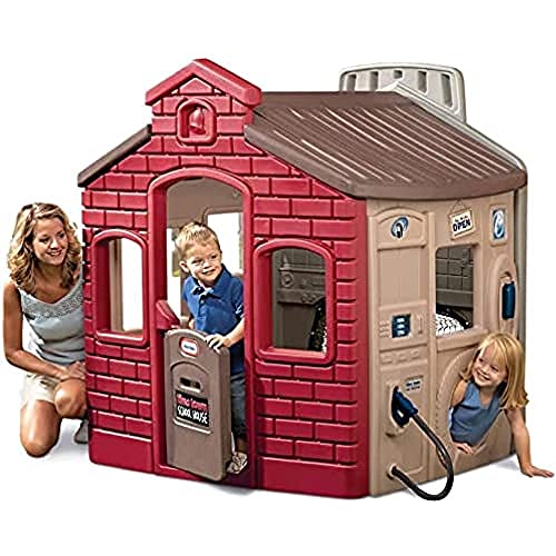 Little Tikes - Tikes Stadtspielhaus - Outdoor Spielset - Vier Spielbereiche - Inklusive Basketballkorb, Tor und mehr - Fördert fantasievolles & aktives Spielen - ab 18 Monaten bis 5 Jahre - Klassiker von little tikes