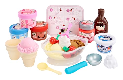 little tikes Creative Chefs Ice Cream Kit - Mit Speziellem Make-It Mix Spielsand, 17 Zubehörteilen, Realistisches Rollenspielset, für Jungen und Mädchen ab 3 Jahren, Nicht ESSBAR von little tikes