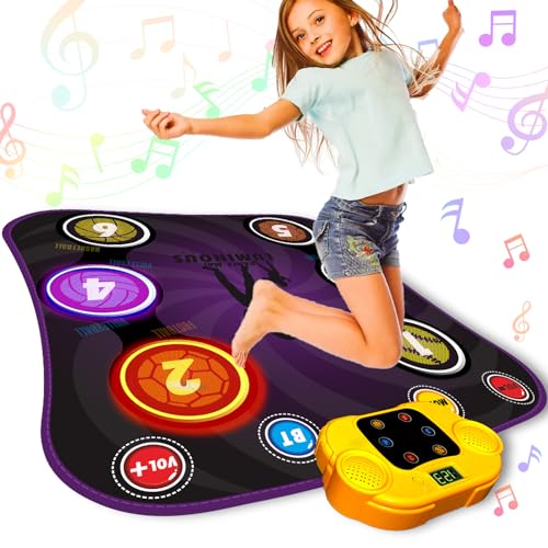 Tanzmatte Kinder Spielzeug Geschenke für Mädchen Jungen, Musikmatte mit Herausforderung Mod LED Bluethooth Musik Tanzpad Geburtstagsgeschenke, Spielzeug für Mädchen 3 4 5 6 7 8 9 10+ (Violett) von littneo