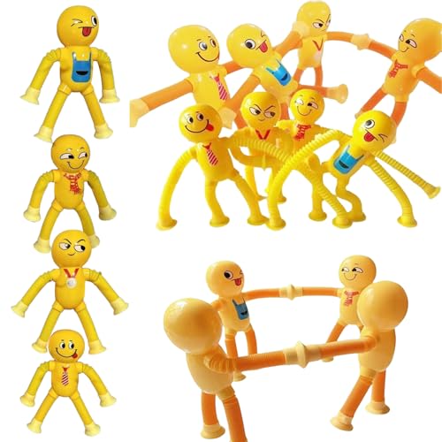 4 Stück Saugnapf Spielzeug Kinder,Liuer LED Teleskop Saugnapf Spielzeug Sensorik Spielzeug,Teleskop Saugnapf Spielzeug Figuren mit Ausdrücken,Pädagogisches Stressabbau-Spielzeug für Kinder Erwachsene von Liuer