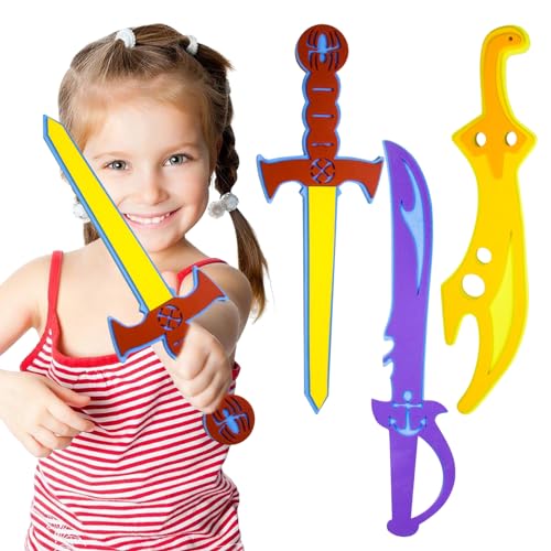 liuer Piratenschwert, 3PCS Schaumstoff Schwert,Piratensäbel,Halloween Thema Party Cosplay Piraten Schwert Spielzeug für Kinder Piraten Zubehör Set von liuer