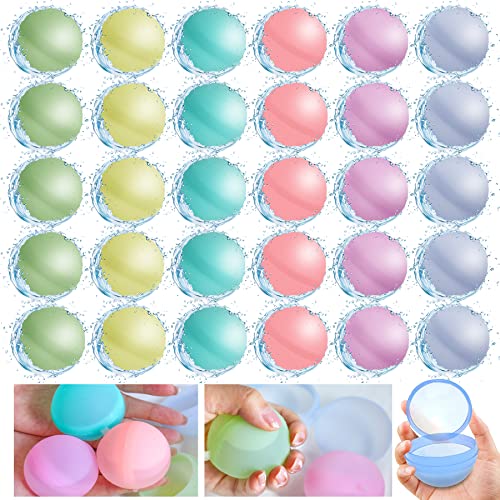 liupmeg 30 PCS Wiederverwendbare Wasserbomben,Silikon Wasserbomben Wiederverwendbar,Schnelle Füllung in einer Sekunde Geeignet für Kinder Sommer Draussen,Strand und Poolpartys,Magic Splashy Balls von liupmeg