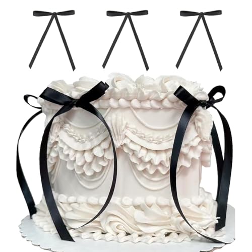 Cupcake-Topper mit Schleife, Satin-Schleifen, Geburtstagstortenaufsätze, Valentinstag, Schleife, Bänder, Brautkuchen, Dessert, Kokette, Cupcake-Picks, Mädchen, Geburtstag, Hochzeit, Party, Schwarz, 24 Cupcake-Topper mit Schleife, Satin-Schleifen, Geburtstagstortenaufsätze, Valentinstag, Schleife, Bänder, Brautkuchen, Dessert, Kokette, Cupcake-Picks, Mädchen, Geburtstag, Hochzeit, Party, Schwarz, 24 von loghohu