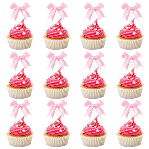 loghohu Cupcake-Topper mit rosa Schleife, Kuchendekoration, Schleife, Kuchendekoration, Geburtstagsdekoration, Schleife, Kuchendekoration für Brautparty, Babyparty, Kuchendekoration, loghohu Cupcake-Topper mit rosa Schleife, Kuchendekoration, Schleife, Kuchendekoration, Geburtstagsdekoration, Schleife, Kuchendekoration für Brautparty, Babyparty, Kuchendekoration, von loghohu