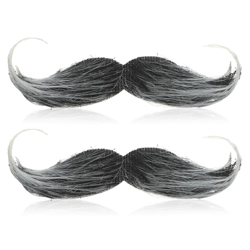 2 Pcs Schnurrbart zum Ankleben Schwarz Schnauzer zum Ankleben Kleben Schnurrbart Selbstklebend Bärte zum Ankleben Falscher Bart Fake Moustache Oberlippenbart für 80er Cosplay Kostüm Fasching Halloween von lokxmve