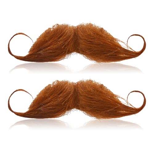 2 Stück Schnurrbart zum Ankleben Braun Schnauzer zum Ankleben Kleben Schnurrbart Selbstklebend Bärte zum Ankleben Falscher Bart Fake Moustache Oberlippenbart für 80er Cosplay Kostüm Fasching Halloween von lokxmve