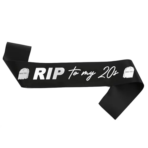 RIP to My 20s Geburtstag Schärpe Schwarz 30 Geburtstag Deko Sash Rip 20s Deko Geburtstagsschärpe für Frauen Männer Geburtstagsdeko 30 Schärpen Partyzubehör 30er Party Accessoires von lokxmve