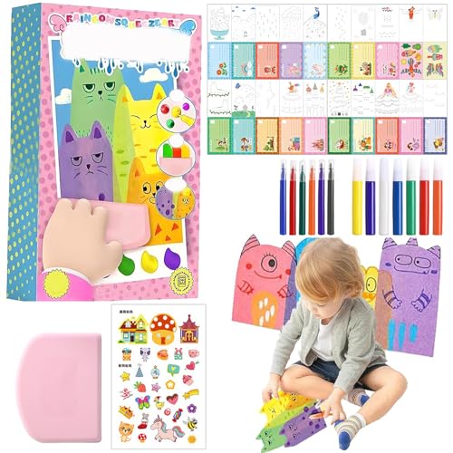 lomdung 20 Stück Regenbogen Kratzkunst, Rainbow Scratch Art für Kinder, DIY Scratch Painting Set, Kreative Kratzpapier Kunst, für Kindergeburtstag und Party Aktivitäten von lomdung