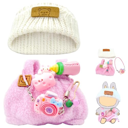 lomdung Bekleidung für 17cm Labubu Plüsch, DIY Outfit für La Puppen, Labubu Puppen Zubehör, Puppenkleidung, Ohne Puppe, Puppenzubehör, Geschenke für Mädchen Jungen von lomdung