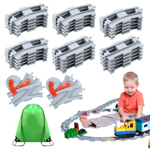 lompyeu Schienensortiment, 32 Teile - Schienen Set Eisenbahn Zubehör mit Aufbewahrungstasche, Pielzeug Geschenk Spielzeug ab 3 Jahre Kleinkinder,Hellgrau lompyeu Schienensortiment, 32 Teile - Schienen Set Eisenbahn Zubehör mit Aufbewahrungstasche, Pielzeug Geschenk Spielzeug ab 3 Jahre Kleinkinder,Hellgrau von lompyeu
