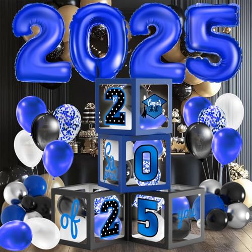 Abschlussdekorationen 2025 Schwarz Blau Luftballons Boxen mit Buchstaben Congrats Grad 2025 & So Proud of You Klasse 2025 Abschlussfeier Party Dekorationen für jede Klasse Abschlussdekorationen 2025 Schwarz Blau Luftballons Boxen mit Buchstaben Congrats Grad 2025 & So Proud of You Klasse 2025 Abschlussfeier Party Dekorationen für jede Klasse von loncoldy
