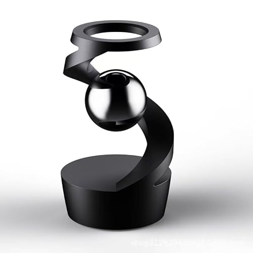 Schwebender Schreibtisch-Spinner – Metall-Stressabbau-Spielzeug für Kinder, Jugendliche und Erwachsene, schwimmender Kreisel mit LED-Lichtern, coole Bürodekoration in 6 Farben (Schwarz und Silber) von longcanhui