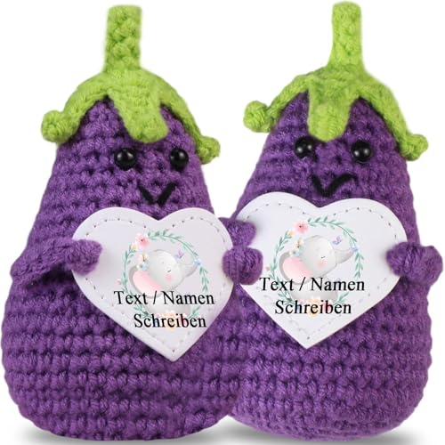 loongway Handgehäkelte Pocket-Aubergine mit Fidget-Funktion – Personalisiertes Glücksgeschenk für Büro und Alltagsmomente loongway Handgehäkelte Pocket-Aubergine mit Fidget-Funktion – Personalisiertes Glücksgeschenk für Büro und Alltagsmomente von loongway