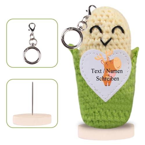 loongway Individuell Gehäkelte Maishäkelpuppe mit Holzsockel – Anti-Angst-Geschenk für Teenager und emotionale Festtagsüberraschung von loongway