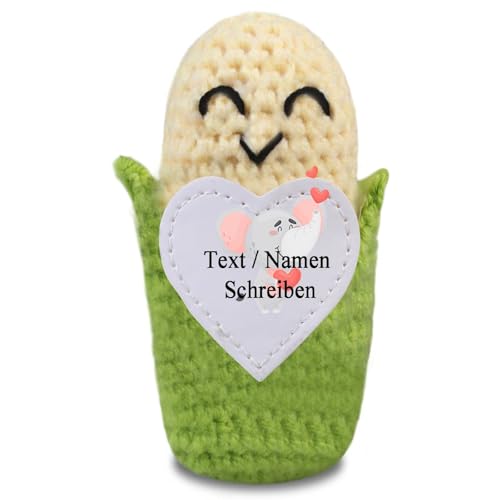 loongway Individuell Gehäkelte Maishäkelpuppe mit Holzsockel – Anti-Angst-Geschenk für Teenager und emotionale Festtagsüberraschung von loongway