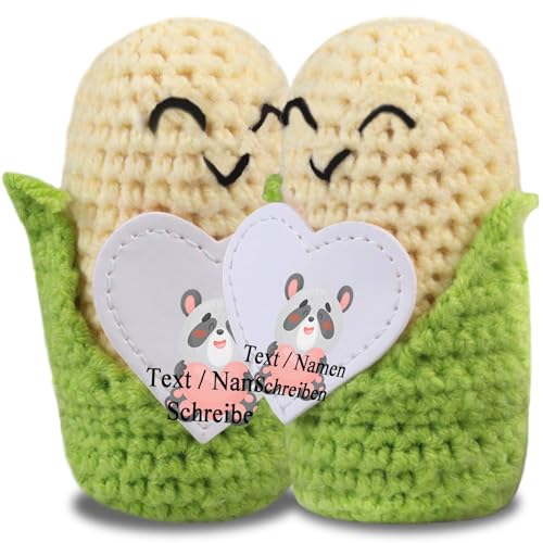 loongway Individuell Gehäkelte Maishäkelpuppe mit Holzsockel – Anti-Angst-Geschenk für Teenager und emotionale Festtagsüberraschung von loongway