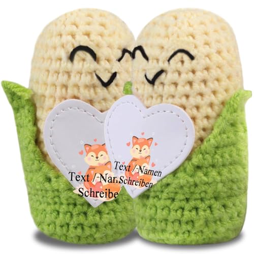 loongway Individuell Gehäkelte Maishäkelpuppe mit Holzsockel – Anti-Angst-Geschenk für Teenager und emotionale Festtagsüberraschung von loongway