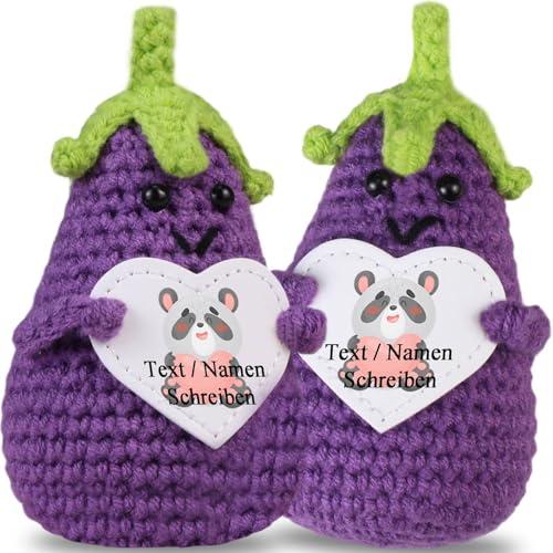 loongway Personalisierte Häkelaubergine als Emotionaler Begleiter – Kreative Bürodekoration und Anti-Stress-Geschenk für Jugendliche von loongway