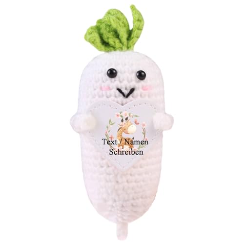 loongway Personalisierter weicher Rettich | Handgestrickte Gemüsedekor Gehäkeltes Pflanzen-Duo | PP-Baumwolle & Tastspielzeug​ für Damen Erwachsene von loongway