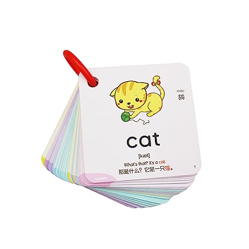 lopituwe Home School Kinder Chinesisch Englisch Wortkarten Set Cartoon Stil Kinder Lernen Karten Lernspielzeug Geburtstagsgeschenk von lopituwe