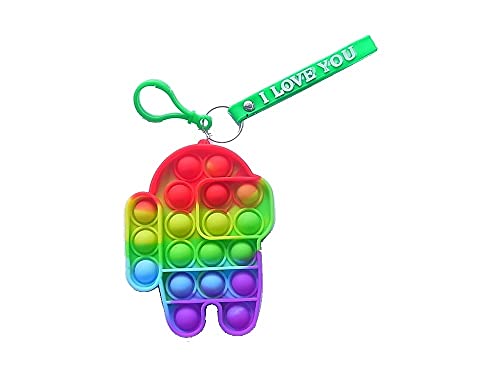 lordies Push It Pop Fidget Bubble Spielzeug Antistress Popit Tasche Schlüssel Anhänger Among Us Multicolot Bunt Mehrfarbig von lordies