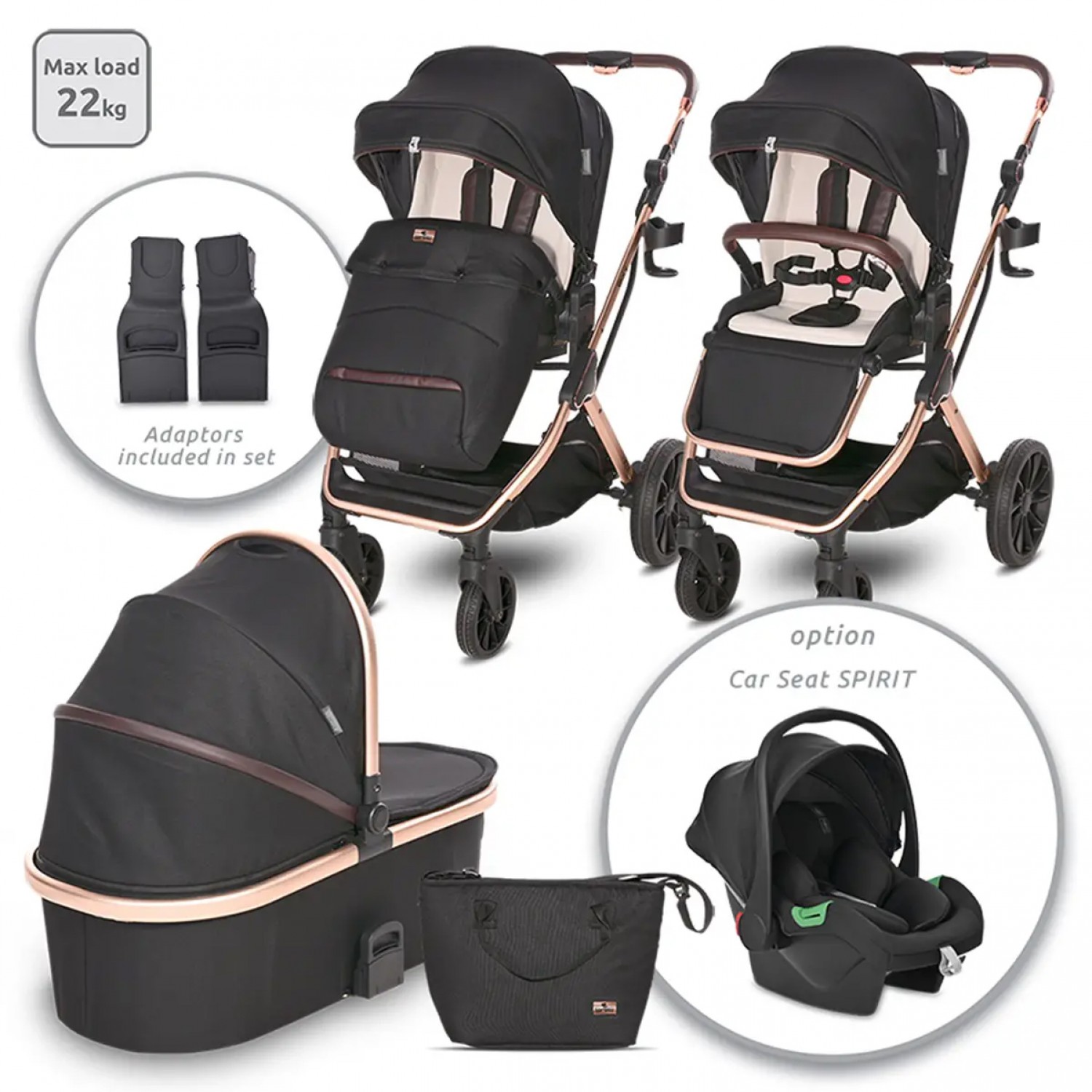 Trio Lorelli Glory Black + Seggiolino Auto i-Sieze Portata 22 Kg Trio Lorelli Glory Black + Seggiolino Auto i-Sieze Portata 22 Kg von lorelli
