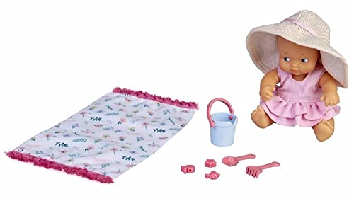 Barriguitas - Vintage Baby doll with Beach Clothes, Includes hat, Beach Toys and Flowery Towel (Famosa 700016221) von Barriguitas