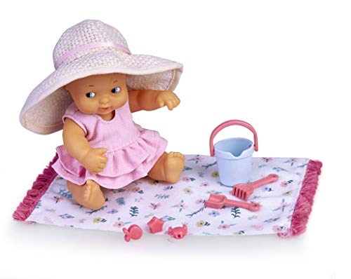 Barriguitas - Vintage Baby doll with Beach Clothes, Includes hat, Beach Toys and Flowery Towel (Famosa 700016221) von los Barriguitas