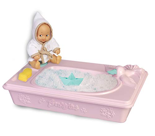 Barriguitas - Set of small Baby doll and Bathtub, Includes Bathrobe and Bath Accessories, Realistic Shower Faucet That pours Water (Famosa 700016218) von los Barriguitas