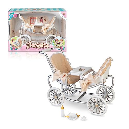 los Barriguitas - Bauch-Zwillingswagen, Spielzeug-Set mit Kinderwagen für Babypuppen, mit 4 Zubehörteilen, für Jungen und Mädchen ab 4 Jahren, berühmt (BFG06000) von Barriguitas