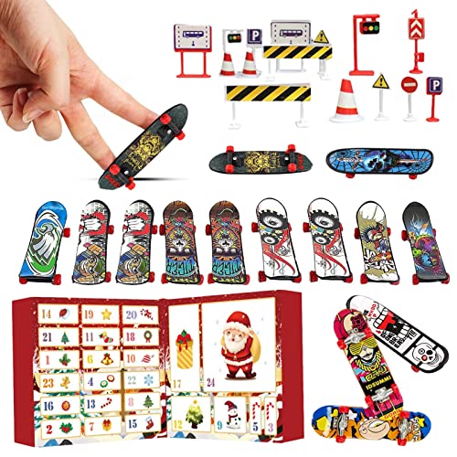 2023 Adventskalender Finger Skateboard Für Kinder | Finger Scooter Spielzeug | Finger Scooter Fingerskateboard | Mini Skateboards Für Kinder | 24 Tage -Skateboards Weihnachts Countdown Kalender von lovemetoo