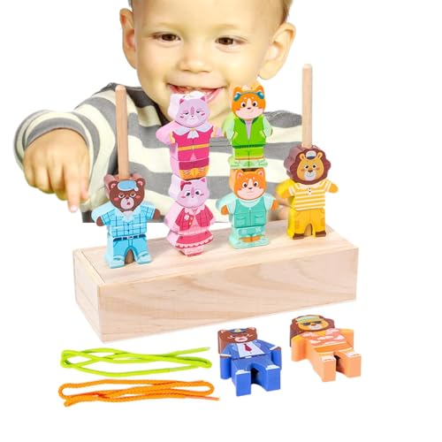 lovemetoo Tiere Stapelblöcke,Stapelspielzeug aus Holz - Lernspielzeug aus Holzblöcken zum Sortieren und Stapeln - Tragbares Kleinkind-Puzzlespielzeug, Vorschul-Montessori-Lernspielzeug von lovemetoo