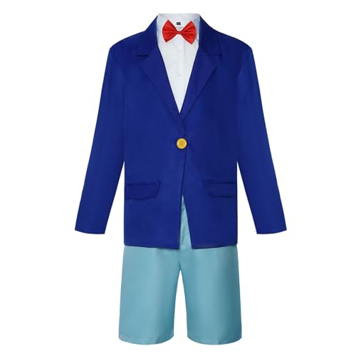 Cosplay -kostüm -set - Blue Blazer, Rote Fliege Mit Brillen Und Lupenglas Für Schulaufführungen Cosplay -events Und Geburtstagsfeiern(Size:M,Color:A) von lovtuwr