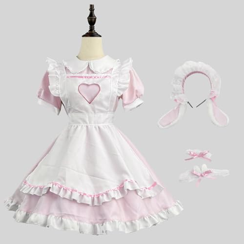 Dienstmädchen-kleid-kostüm, Cosplay-outfit Für Frauen Und Mädchen, Hollow Heart Maid Lolita Cosplay-kostüm Mit Kopfbedeckungsschürze, Dienstmädchen-verkleidung Für Halloween, Karn(Size:3XL,Color:Rosa) Dienstmädchen-kleid-kostüm, Cosplay-outfit Für Frauen Und Mädchen, Hollow Heart Maid Lolita Cosplay-kostüm Mit Kopfbedeckungsschürze, Dienstmädchen-verkleidung Für Halloween, Karn(Size:3XL,Color:Rosa) von lovtuwr