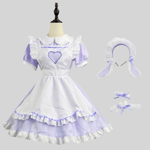 Dienstmädchen-kleid-kostüm, Cosplay-outfit Für Frauen Und Mädchen, Hollow Heart Maid Lolita Cosplay-kostüm Mit Kopfbedeckungsschürze, Dienstmädchen-verkleidung Für Halloween, Kar(Size:4XL,Color:Lila) Dienstmädchen-kleid-kostüm, Cosplay-outfit Für Frauen Und Mädchen, Hollow Heart Maid Lolita Cosplay-kostüm Mit Kopfbedeckungsschürze, Dienstmädchen-verkleidung Für Halloween, Kar(Size:4XL,Color:Lila) von lovtuwr