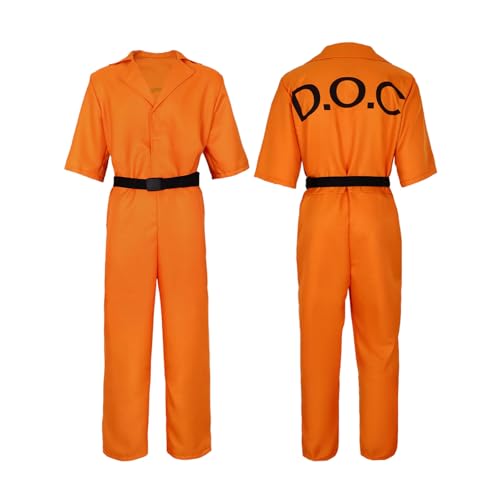 lovtuwr Gefangenen Kostümmänner, Klassische Orangefarbene Jumpsuit Gefängnisuniform Für Halloween & Cosplay -events(Size:180,Color:orange) von lovtuwr