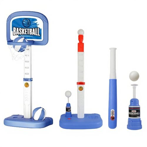 loyimioo Höhenverstellbares Basketballkorb Set für den Pool 4 Basebälle mit Doppelten Basketbällen wasserdichte Basis für den Außen und Innenbereich Hochwertiges Gummimaterial von loyimioo