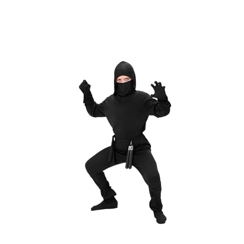 loyimioo Komplettes Ninja Kostüm Set mit Maske Gürtel & Accessoires Komplett Schwarzes Rollenspiel Outfit für Halloween & Spiel M von loyimioo