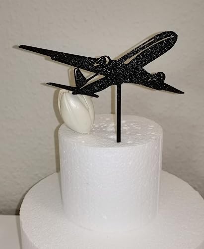 Flugzeug Cake Topper Geburtstag Torten Stecker Schwarz von lrsweetdesign