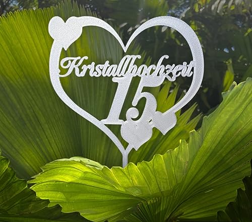 Kristallhochzeit Tortendeko, 15 Jährige Hochzeitstag Cake Topper Geburtstag Torten Stecker Silk Weiß von lrsweetdesign