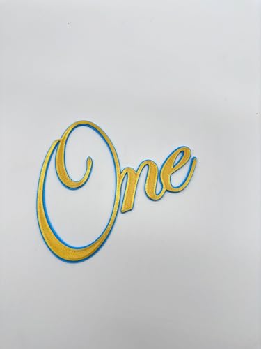 One 1 Jahr Tortendeko Cake Topper Geburtstag Torten Stecker Silk Weiss (Blau gold) von lrsweetdesign