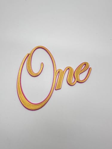 One 1 Jahr Tortendeko Cake Topper Geburtstag Torten Stecker Silk Weiss (Rosa Gold) von lrsweetdesign