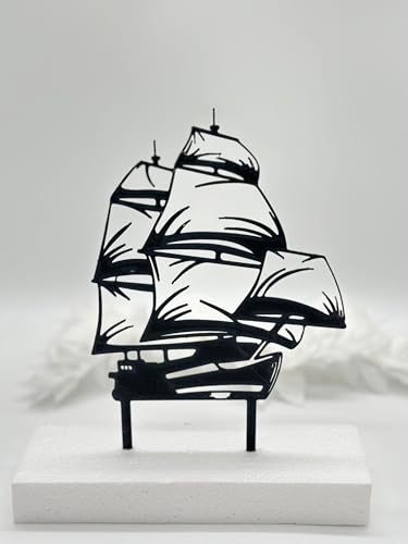 Schiff Segelboot 15 cm Cake Topper Geburtstag Torten Stecker (Schwarz) von lrsweetdesign