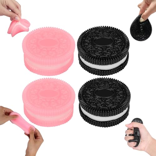 4 Stück Taba Squishy (Schwarz+ Rosa) Taba Squishy, Squishy Toy, Keks-Stressabbau-Spielzeug, Anti Stress Spielzeug, Zum Konzentrieren, Funny Stressball Squeeze Antistressball Erwachsene von ltoSrfnb