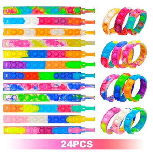 24 Stück Pop It Armbänder Anti-Stress-Spielzeug Kinder Armband aus weichem Silikon, mehrfarbig, Push Bubble Armband, sensorisches Spielzeug für Kinder, Geburtstag, Geschenke 24 Stück Pop It Armbänder Anti-Stress-Spielzeug Kinder Armband aus weichem Silikon, mehrfarbig, Push Bubble Armband, sensorisches Spielzeug für Kinder, Geburtstag, Geschenke von lttorjf