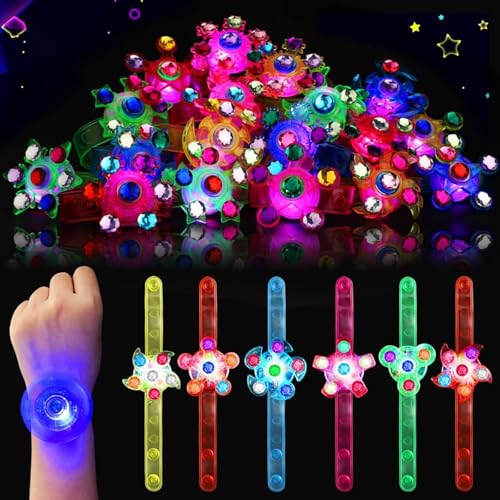 lttorjf Gadget 16 Stück Leuchtende fluoreszierende Armbänder Geschenke Ende Party Geburtstag Gastgeschenke für Party Armband Anti-Stress Fidget Spinner für Kinder Mitgebsel Geburtstag von lttorjf
