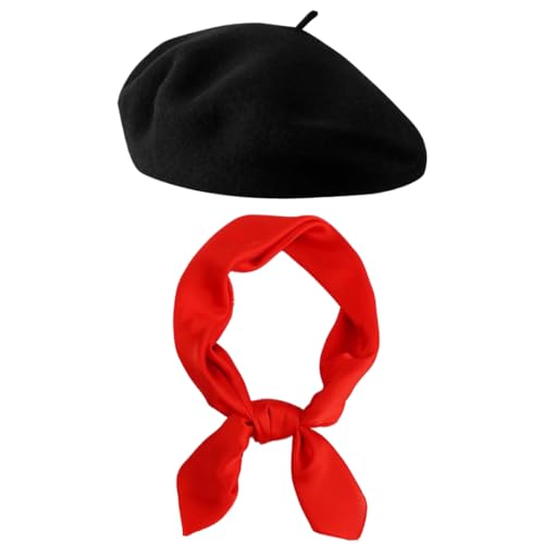 Rotes französisches Barett für Bastille-Tag, roter Schal, Bandana, Txapela, Paris, Outfits für Frauen, französische Motto-Party, Set 2, Medium-Large Rotes französisches Barett für Bastille-Tag, roter Schal, Bandana, Txapela, Paris, Outfits für Frauen, französische Motto-Party, Set 2, Medium-Large von luchike